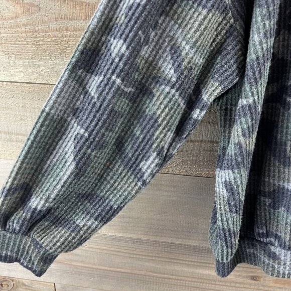 Jodifl Womens Shirt Long Sleeve 1/4 Zip Pullover Waffle Camo Size Small - Picture 6 of 9